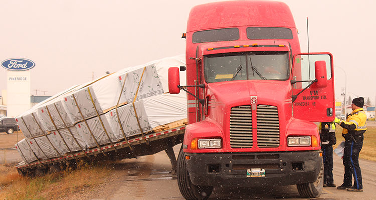 Semi obstructs traffic